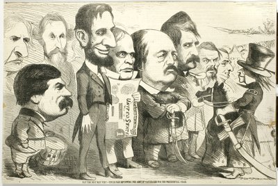 Moge de Beste Man Winnen! Uncle Sam Beoordeelt het Leger van Kandidaten, 1864 door Thomas Nast